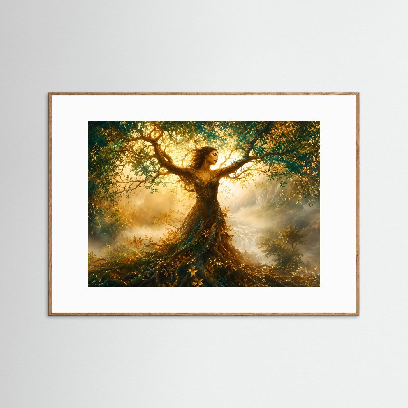 Baumfrau Poster | Mystische Waldgöttin Wandkunst | Fantasy Natur Kunst | Magischer Lebensbaum Wandbild