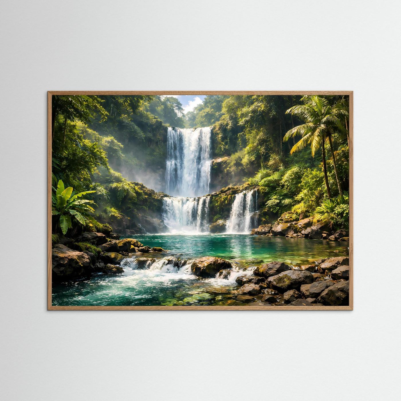 Tropischer Wasserfall im Dschungelparadies | Panorama Natur Poster Querformat