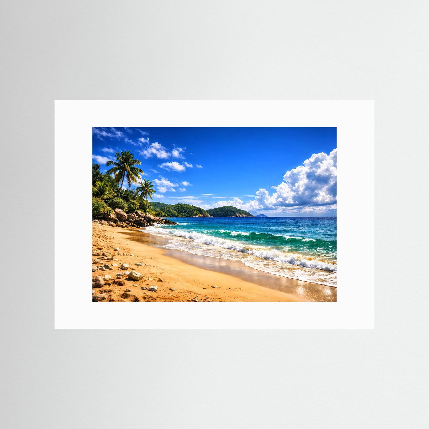 Tropischer Traumstrand am Meer | Palmen & Ozean Poster Querformat