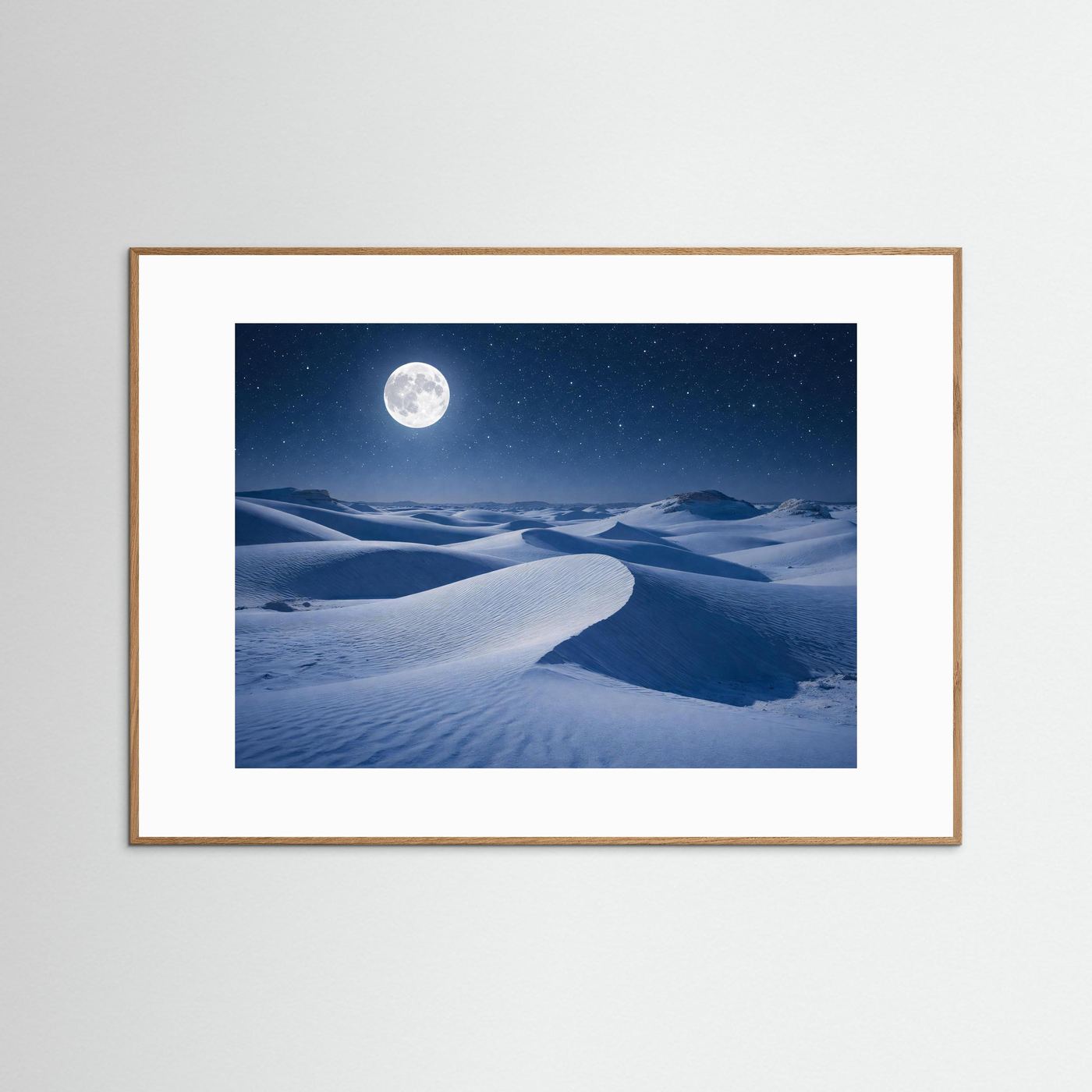 Mondschein über der weißen Wüste | Sternenhimmel & Dünen Natur Poster Querformat