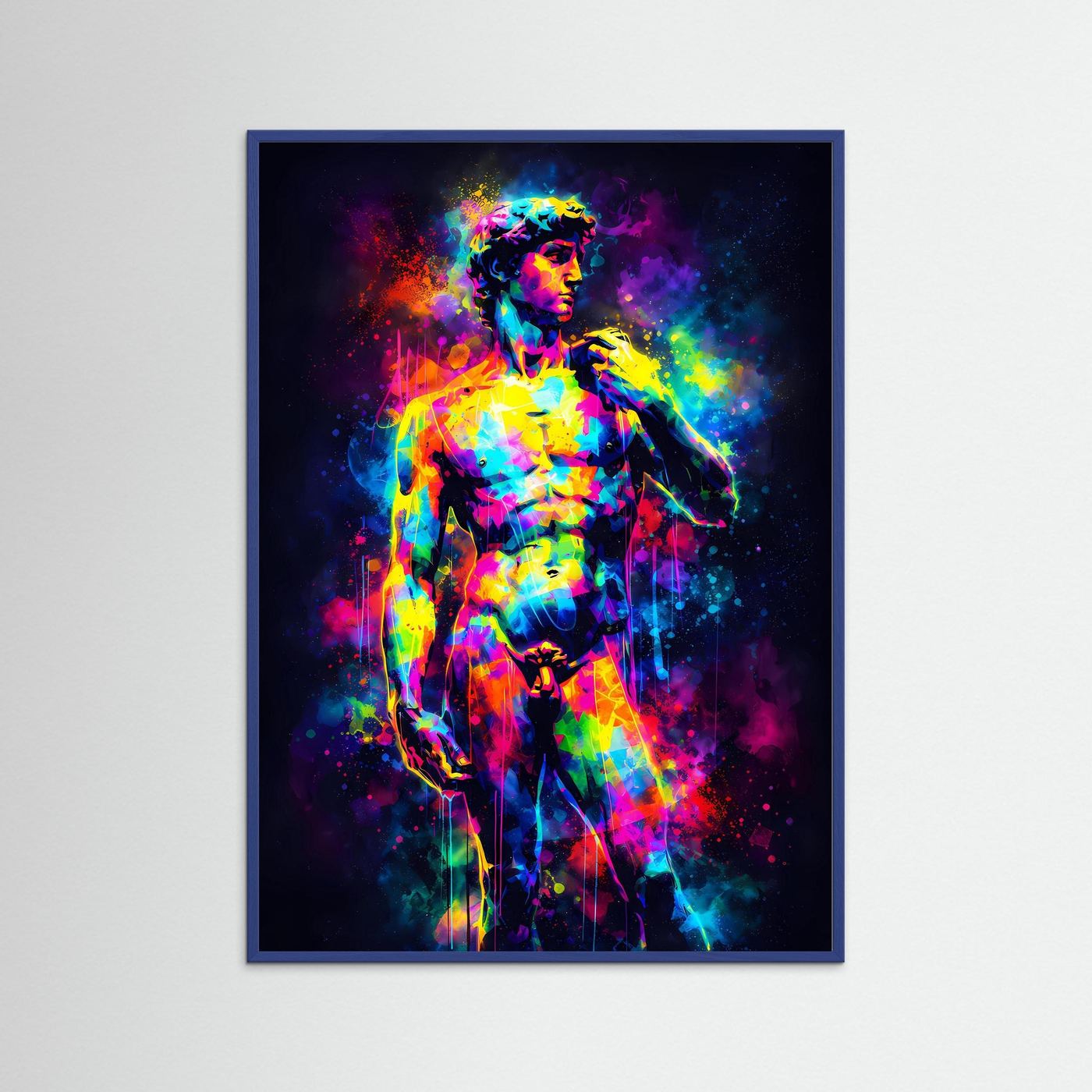 Die Renaissance der Farben | Modernes David Skulptur Poster bunt | Abstraktes Pop Art Kunstposter Hochformat