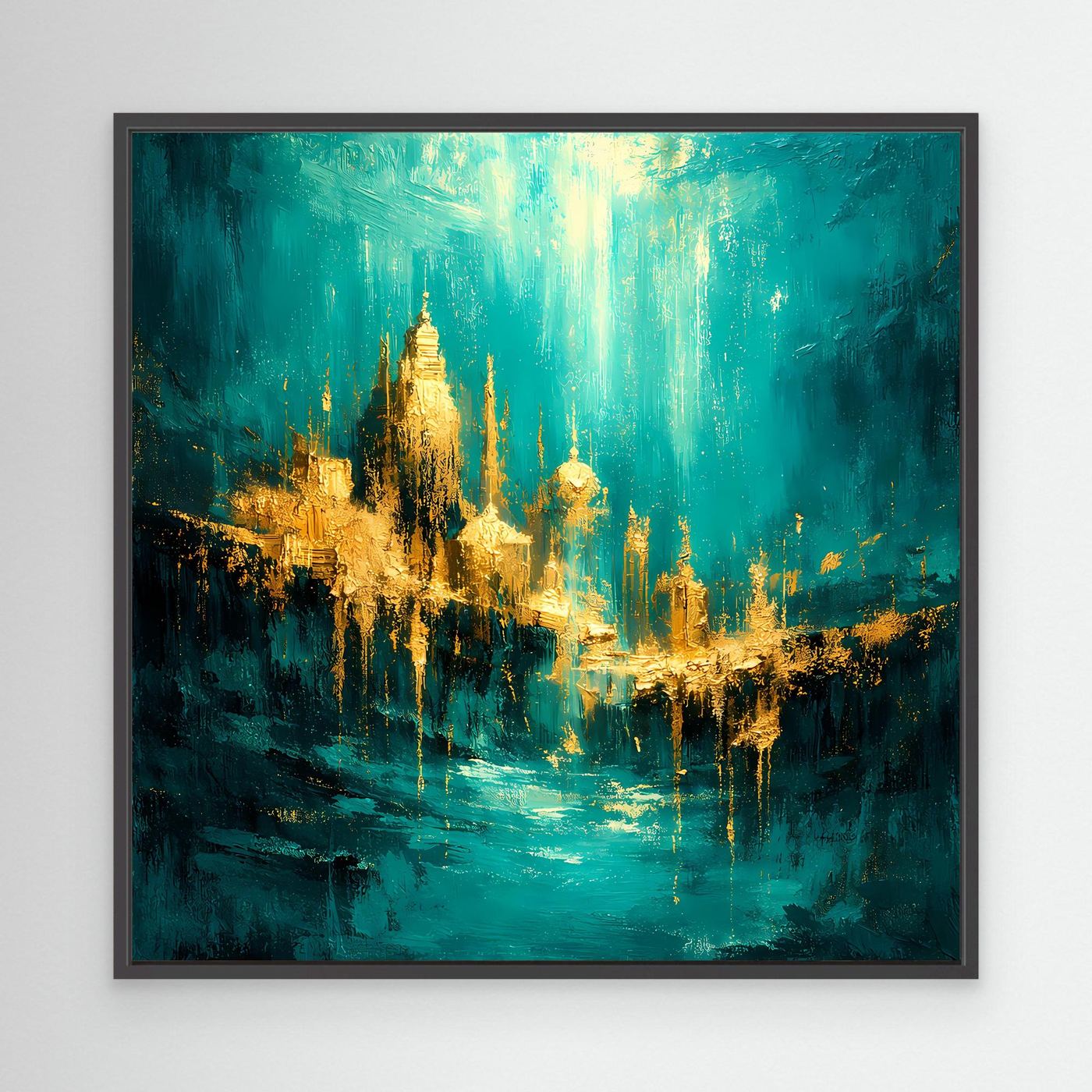 Leinwand Magische Goldene Stadt Atlantis | Abstraktes Unterwasser Wandbild