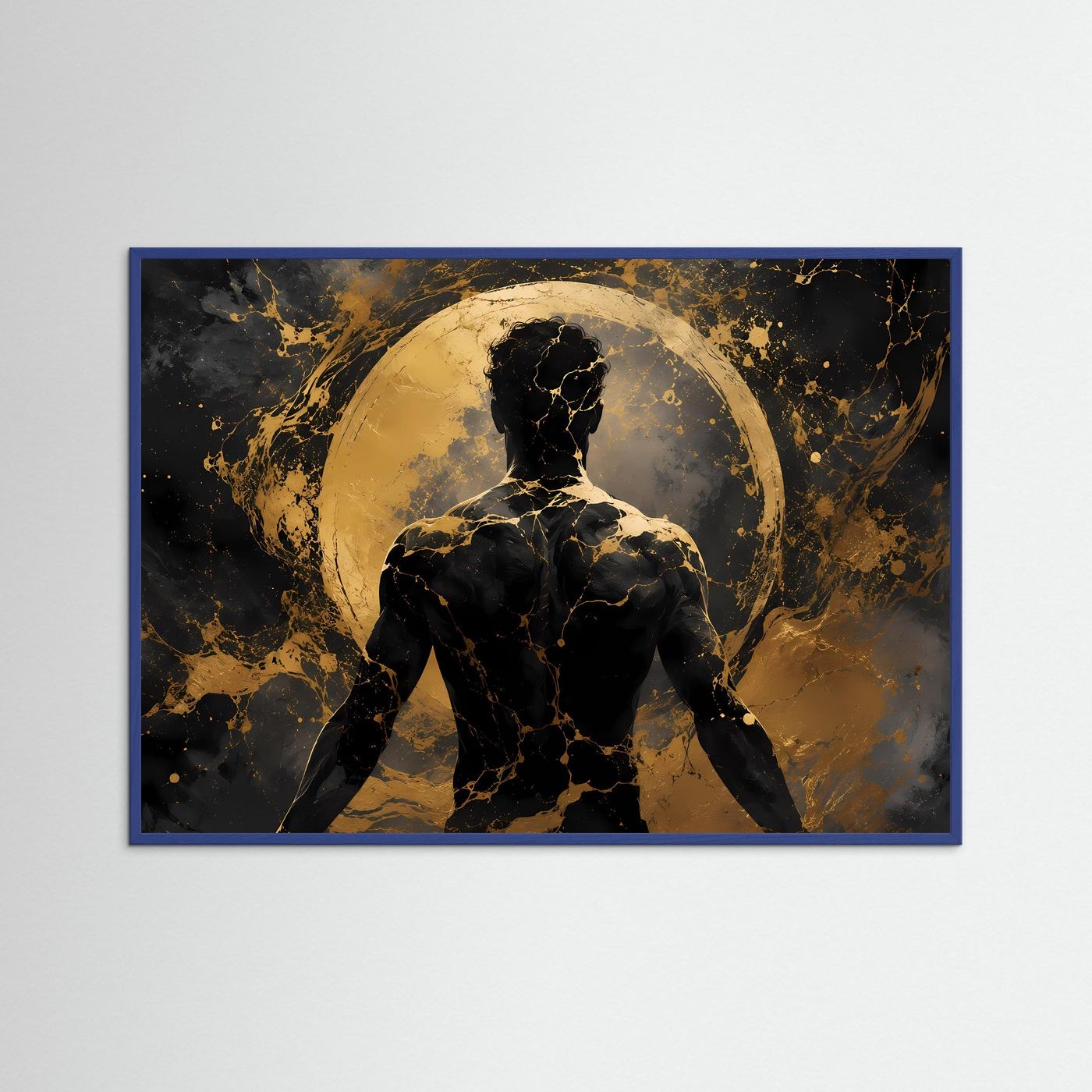 Abstrakter Männerakt Poster | Gold Schwarz Wandkunst | Moderner männlicher Rücken | Elegante Luxus Wall Art | Minimalistisches Leinwandbild