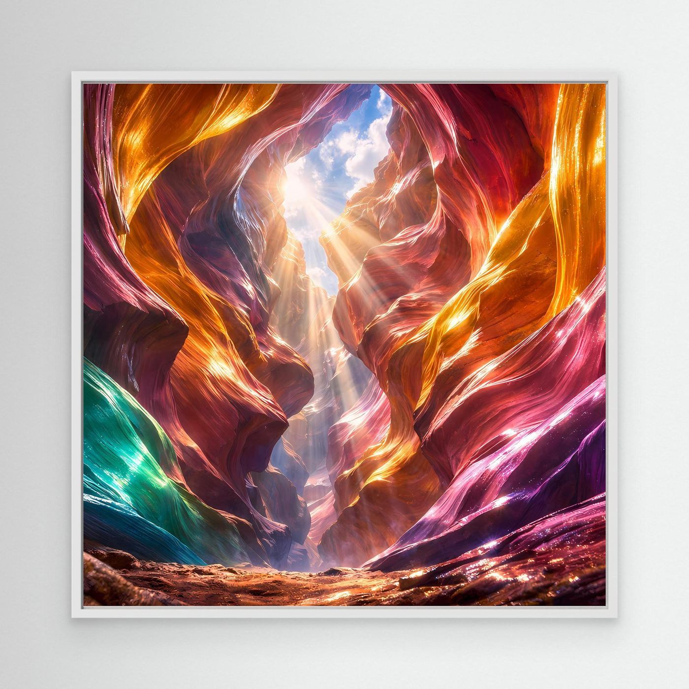 Leinwandbild Magischer Antelope Canyon | Abstraktes Felsenschauspiel Wandbild auf echtem Holzkeilrahmen