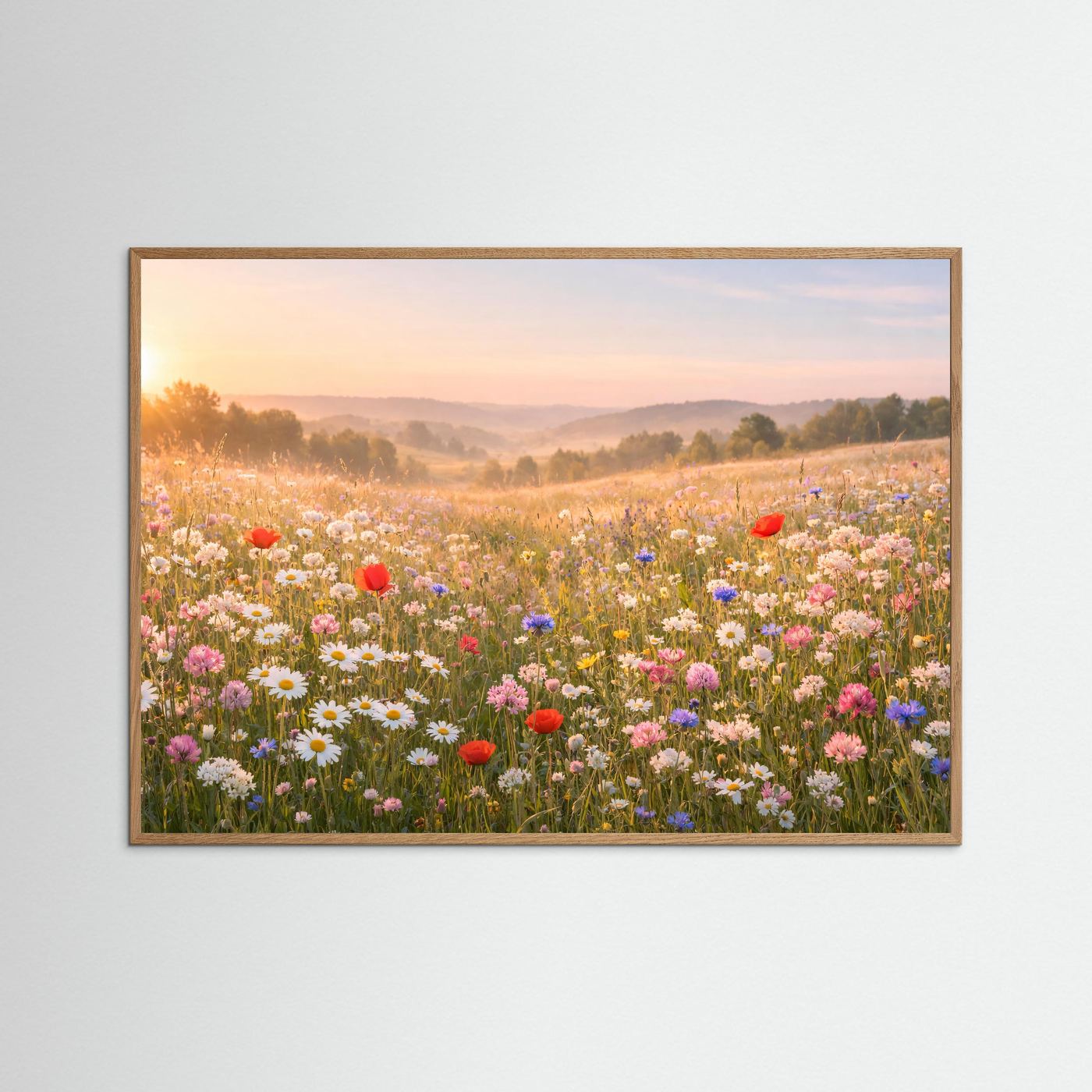 Blumenwiese im Morgenlicht | Sommer Naturposter Querformat