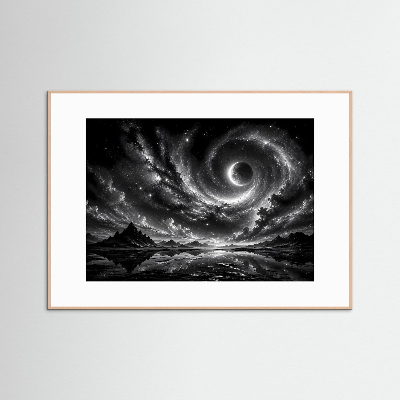 Schwarz Weiß Weltall Poster | Kosmisches Universum Wandbild | Abstrakte Galaxie Modern | Monochrome Wandkunst