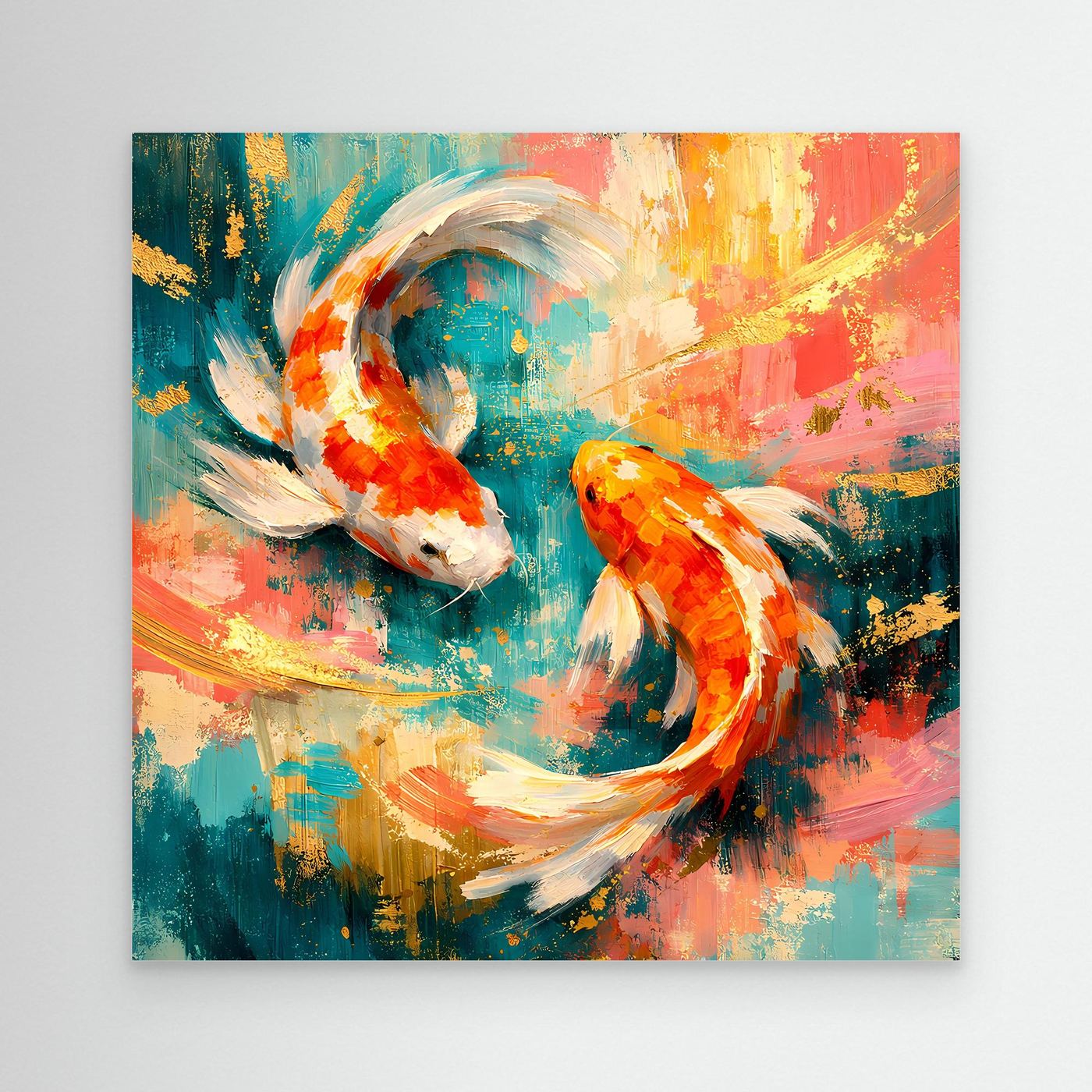 Leinwandbild mit Koi-Fischen im abstrakten Yin-Yang, ohne Rahmen