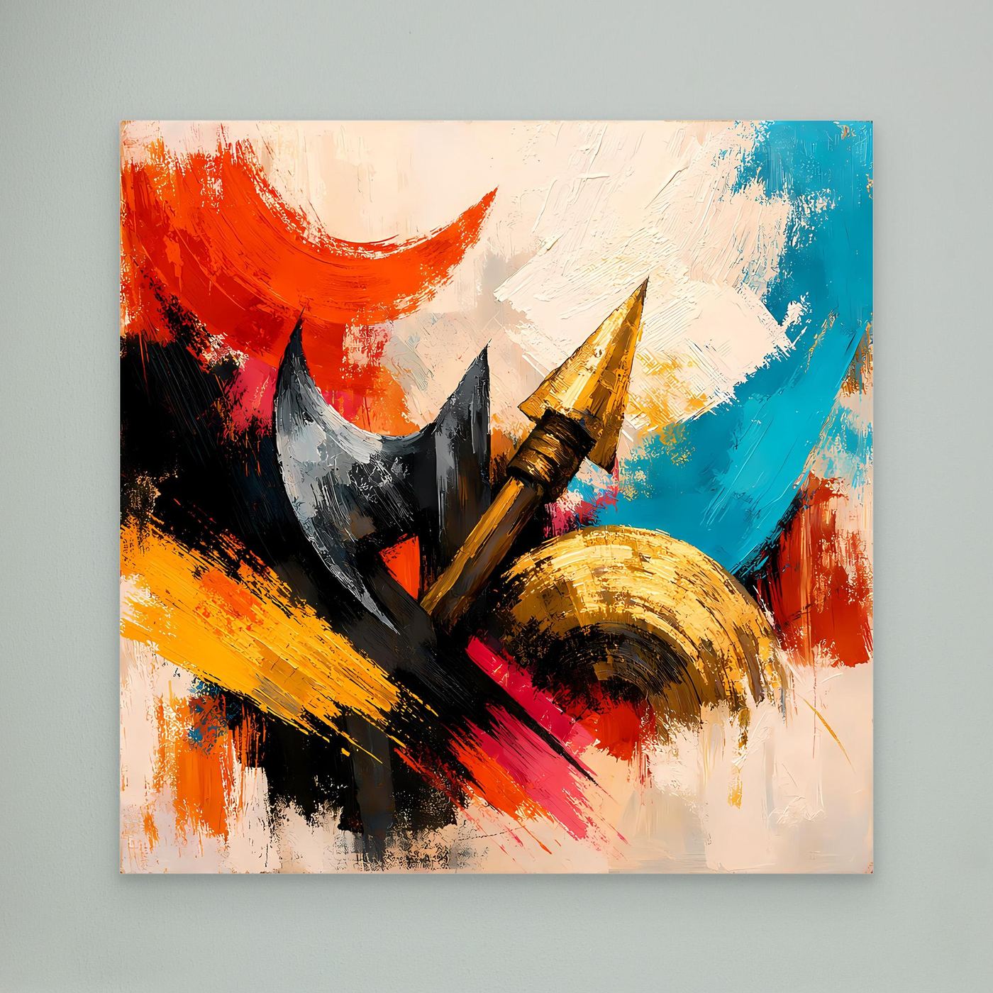 Premium Leinwand Abstrakte Wikinger Waffen | Modernes Kunst Poster Historische Wanddeko