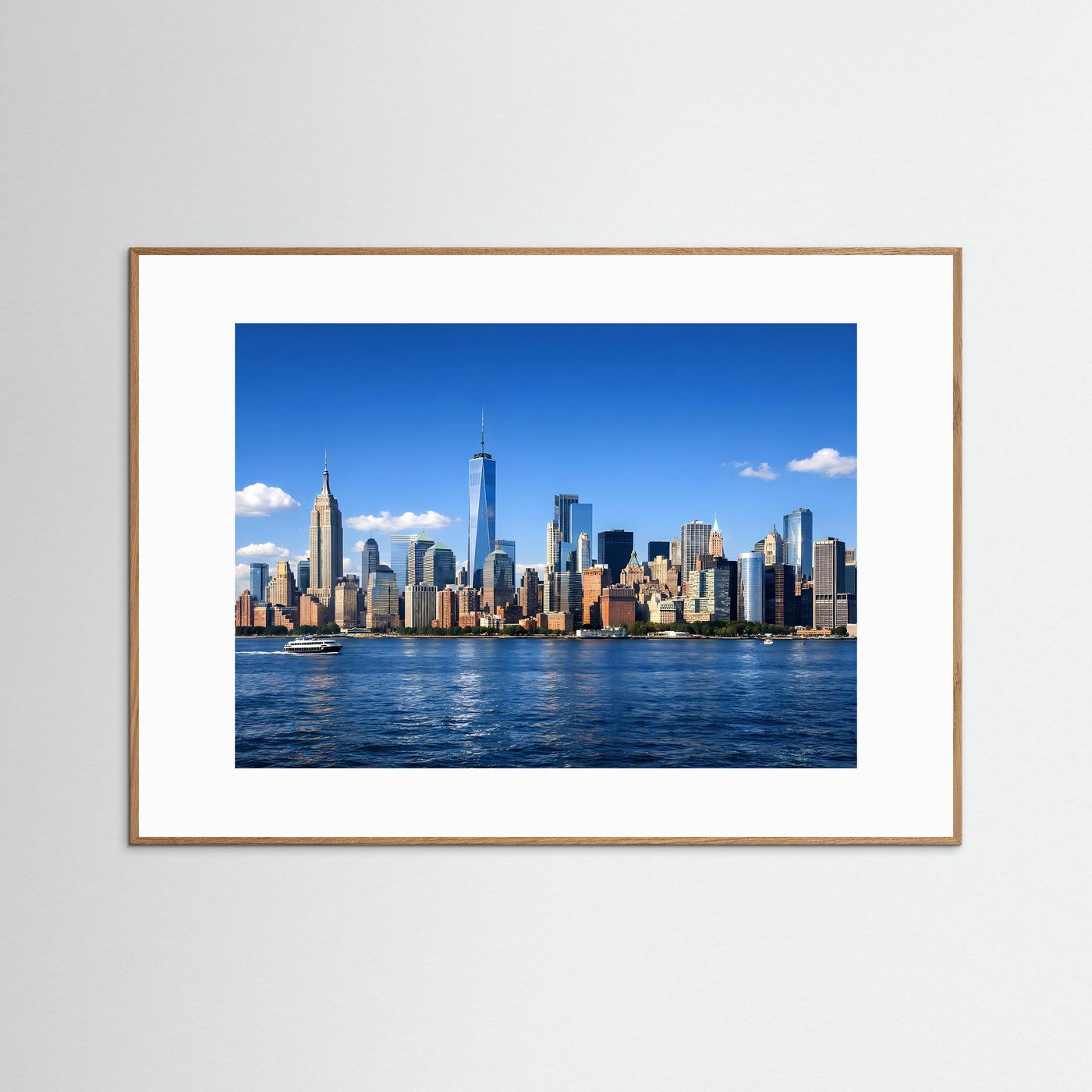 New York City Skyline am Hudson River | Panorama Wolkenkratzer & Metropole Poster Querformat