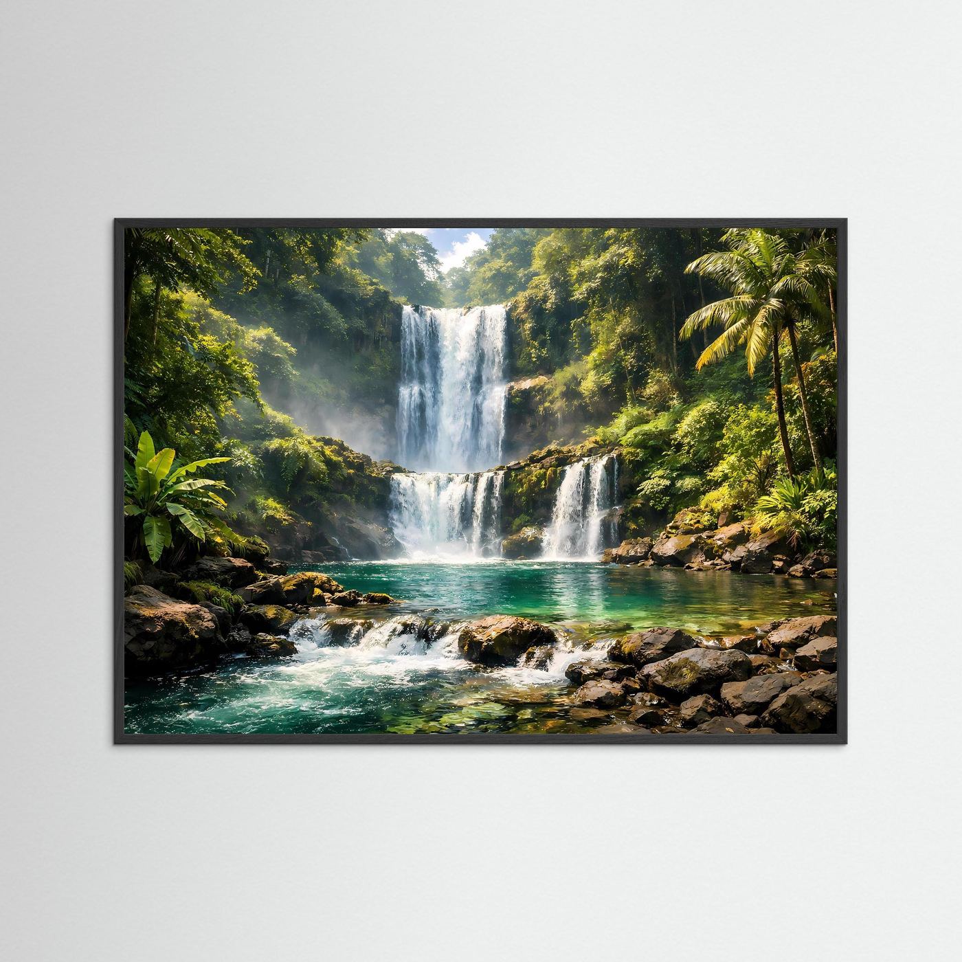 Tropischer Wasserfall im Dschungelparadies | Panorama Natur Poster Querformat