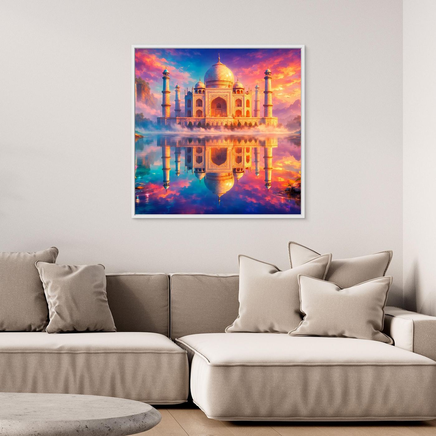 Leinwandbild Magisches Taj Mahal | Orientalisches Palast Wandbild auf echtem Holzkeilrahmen
