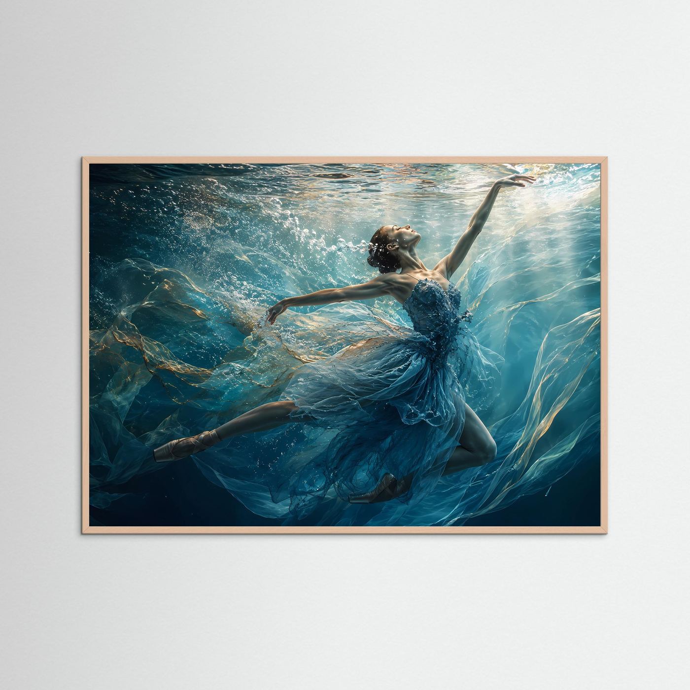 Ballerina Unterwasser Poster | Tänzerin im Ozean | Elegante Wasserkunst | Ballett Wandbild | Fine Art Print