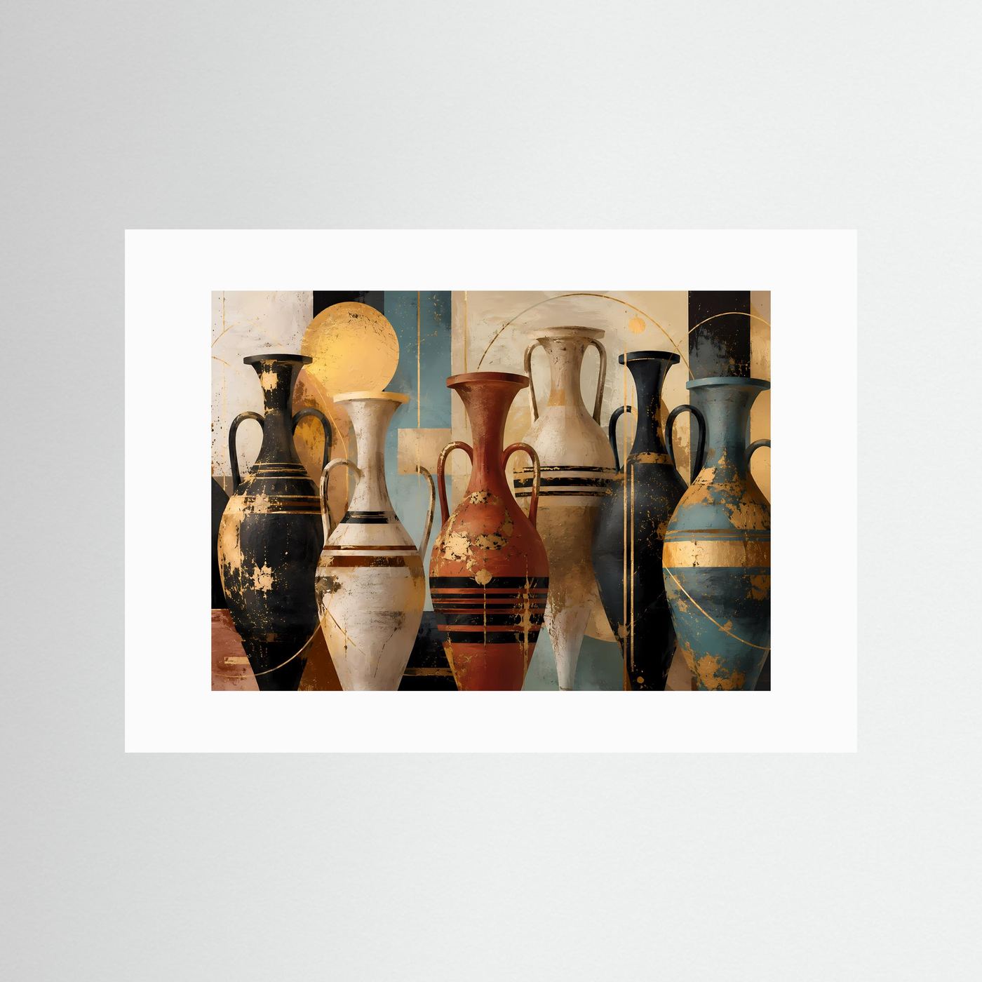 Antike Vasen im modernen Stil | Abstraktes Kunst & Kultur Poster im Querformat