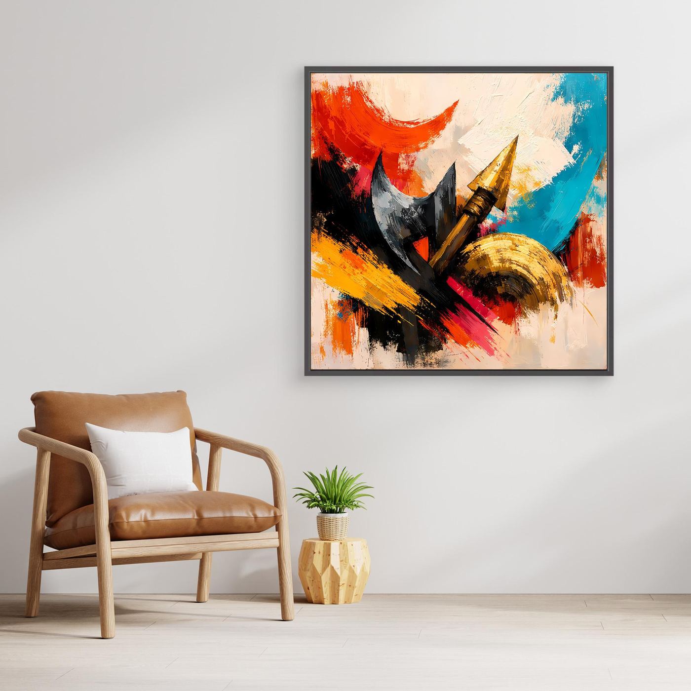 Premium Leinwand Abstrakte Wikinger Waffen | Modernes Kunst Poster Historische Wanddeko