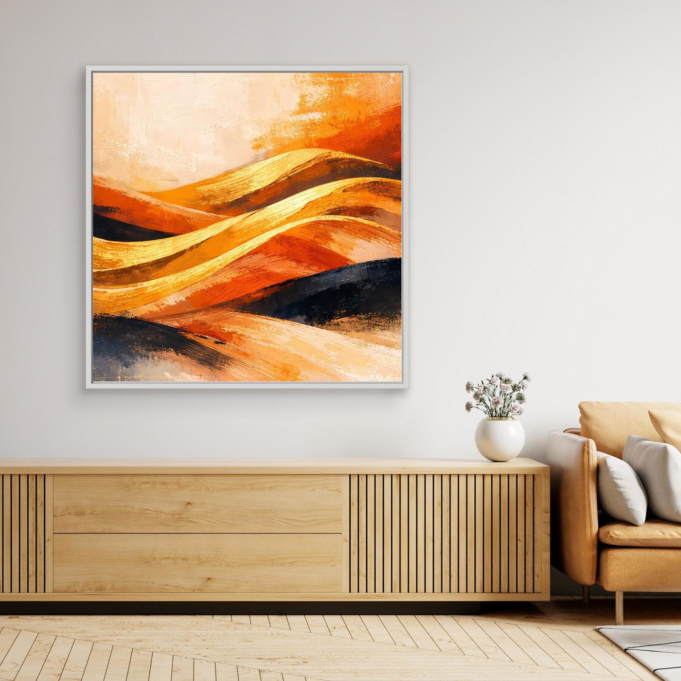 Leinwand Goldene Wüstendünen | Abstraktes Modern Art Landschafts Wandbild