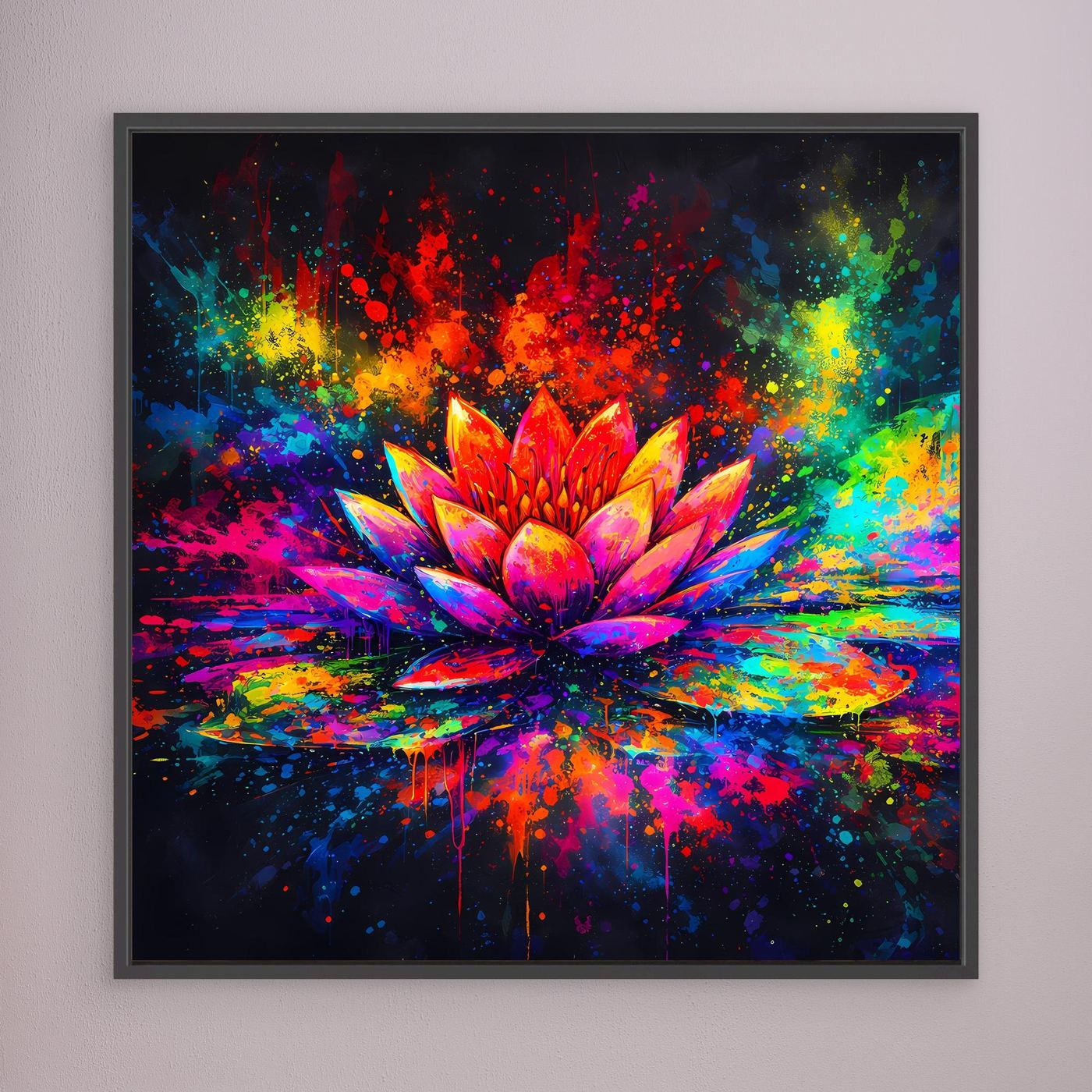 Leinwandbild Farbenfrohe Seerose | Abstraktes Lotus Wandbild auf Keilrahmen
