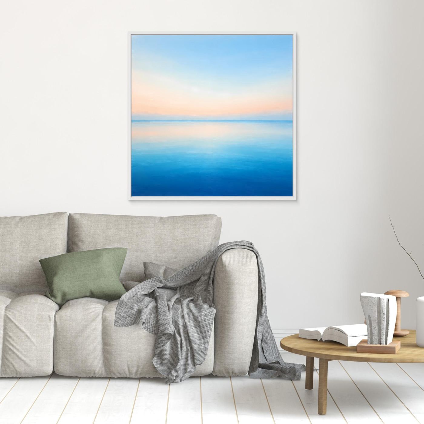 Leinwand Minimalistischer Meereshorizont im Pastelllicht | Abstraktes Ozean Wandbild