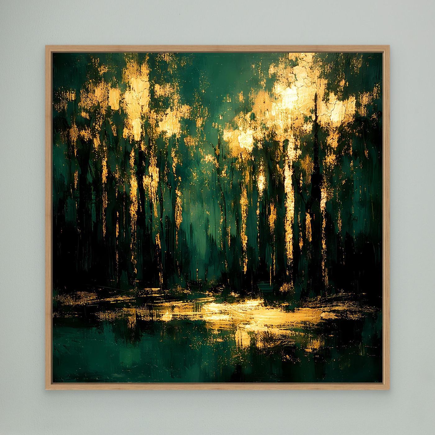 Leinwand Mystischer Wald im Abendlicht | Abstraktes Natur Wandbild Moderne Kunst