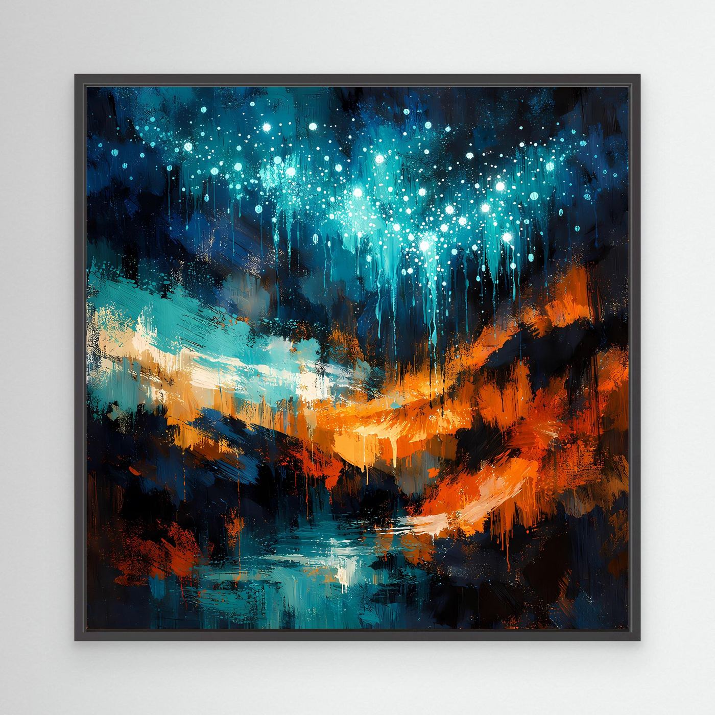 Leinwand Magische Glühwürmchen-Höhle | Abstraktes Natur Fantasy Wandbild