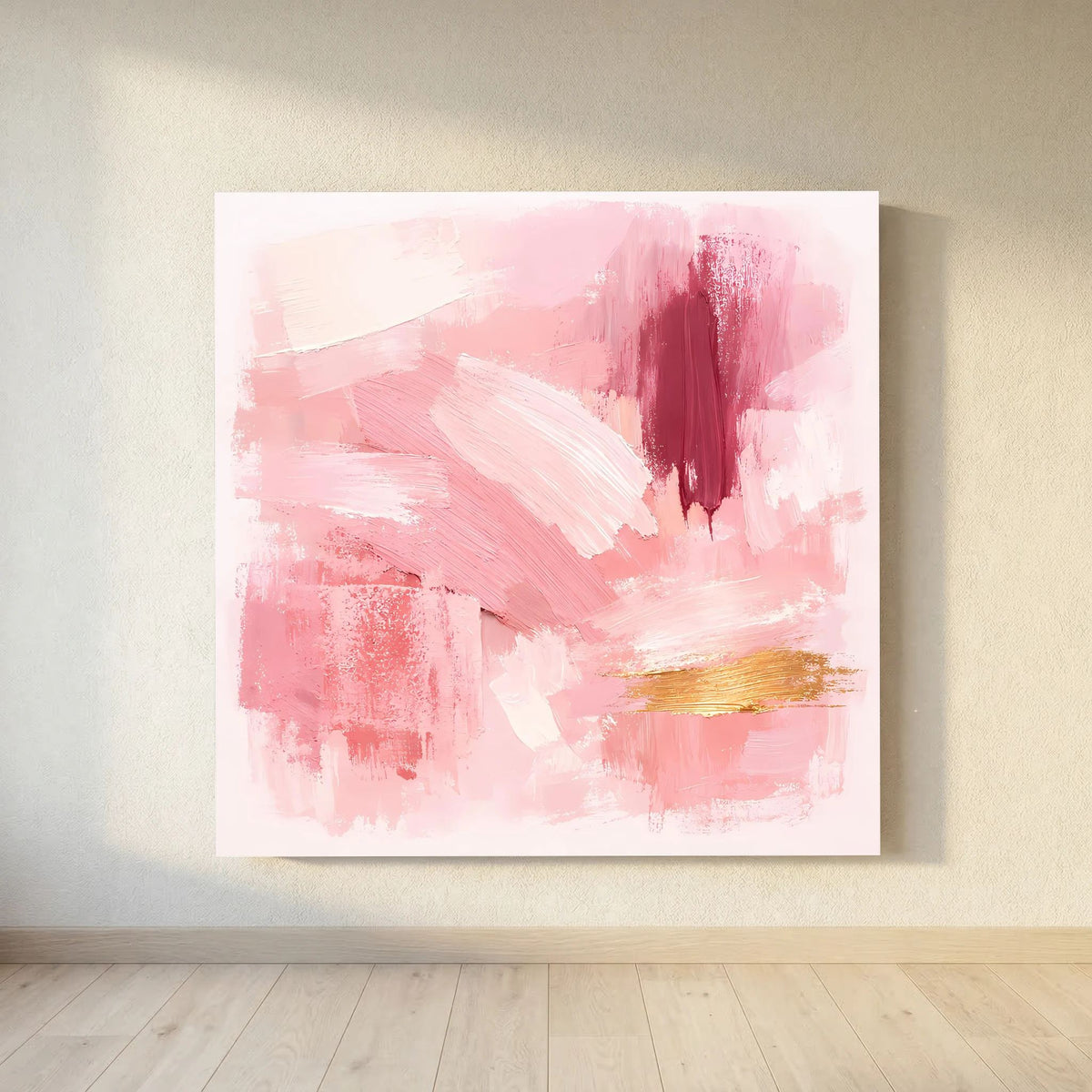 Leinwand Abstraktes Gemälde in Rosa und Gold | Modernes Elegantes Wandbild Pastell