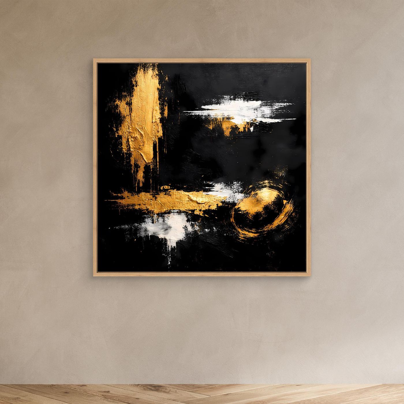 Leinwand Abstraktes Meisterwerk in Gold und Weiß | Modernes Galerie Wandbild