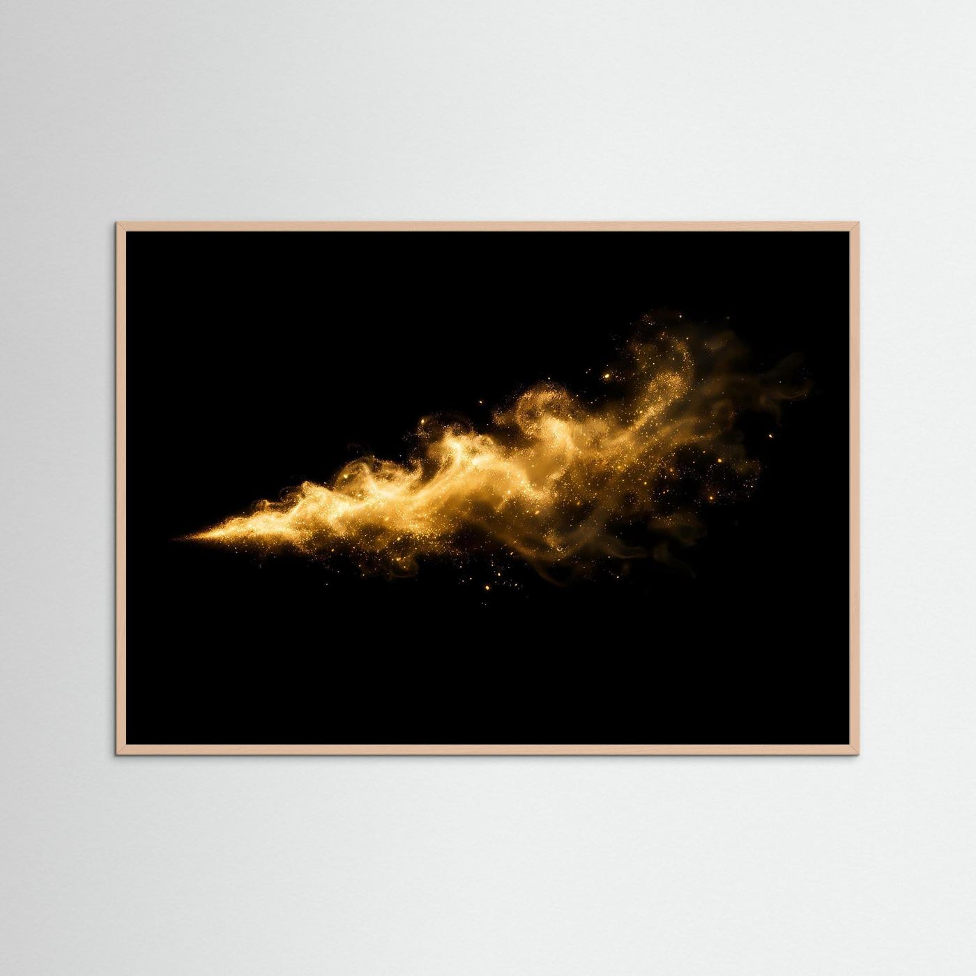 Eleganter Goldstaub im Rauchwirbel | Abstraktes Luxus Poster Querformat