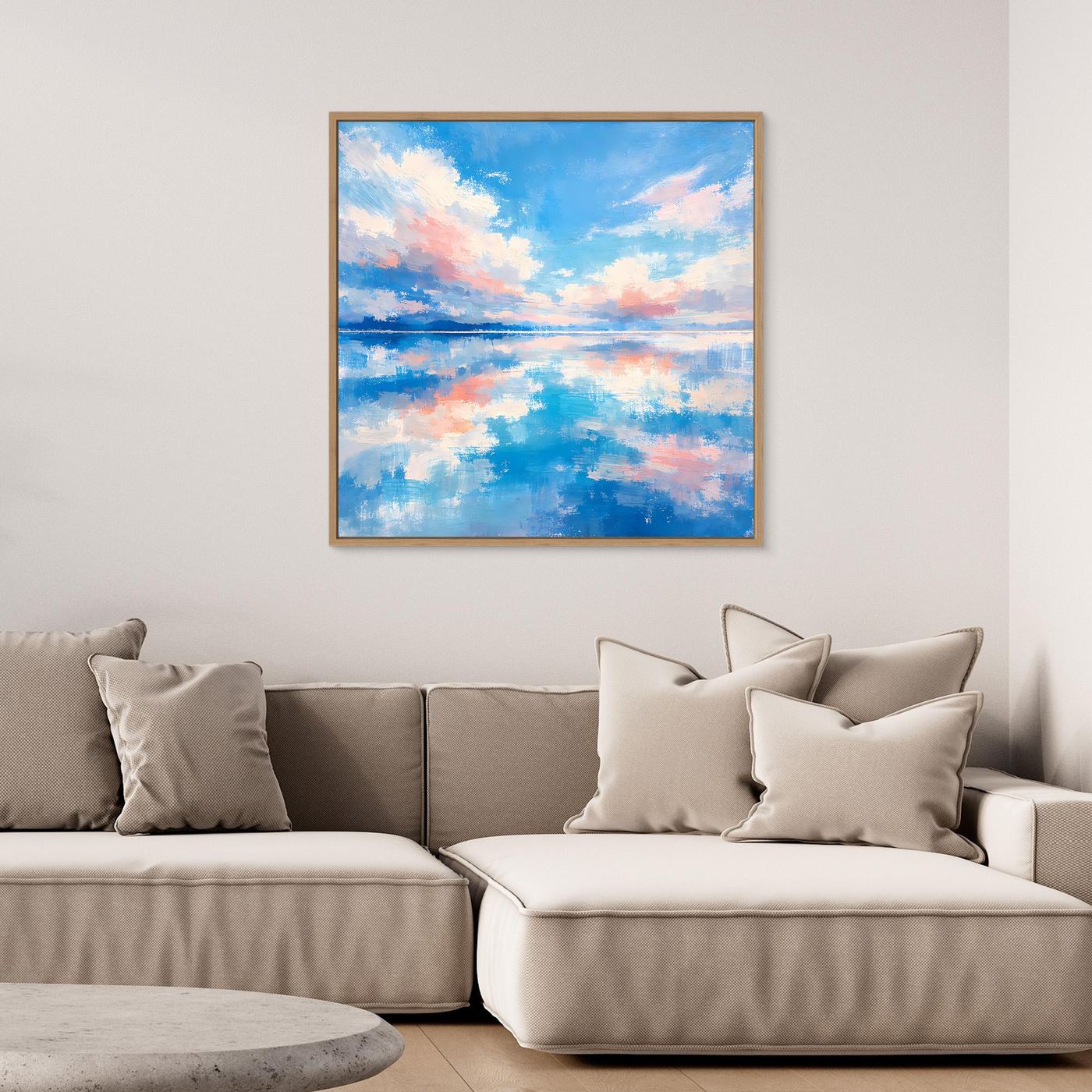 Leinwand Abstrakte Meereslandschaft mit Wolken | Modernes Wandbild auf Keilrahmen