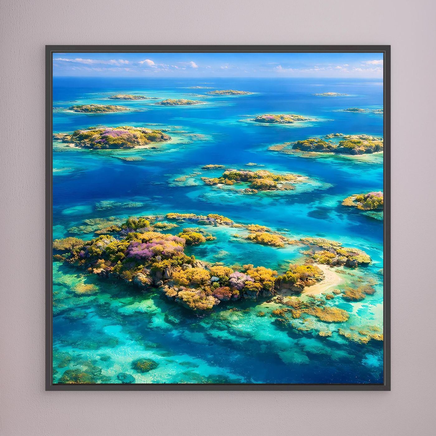 Leinwandbild Paradiesische Inselwelt | Tropisches Atoll Wandbild auf echtem Holzkeilrahmen