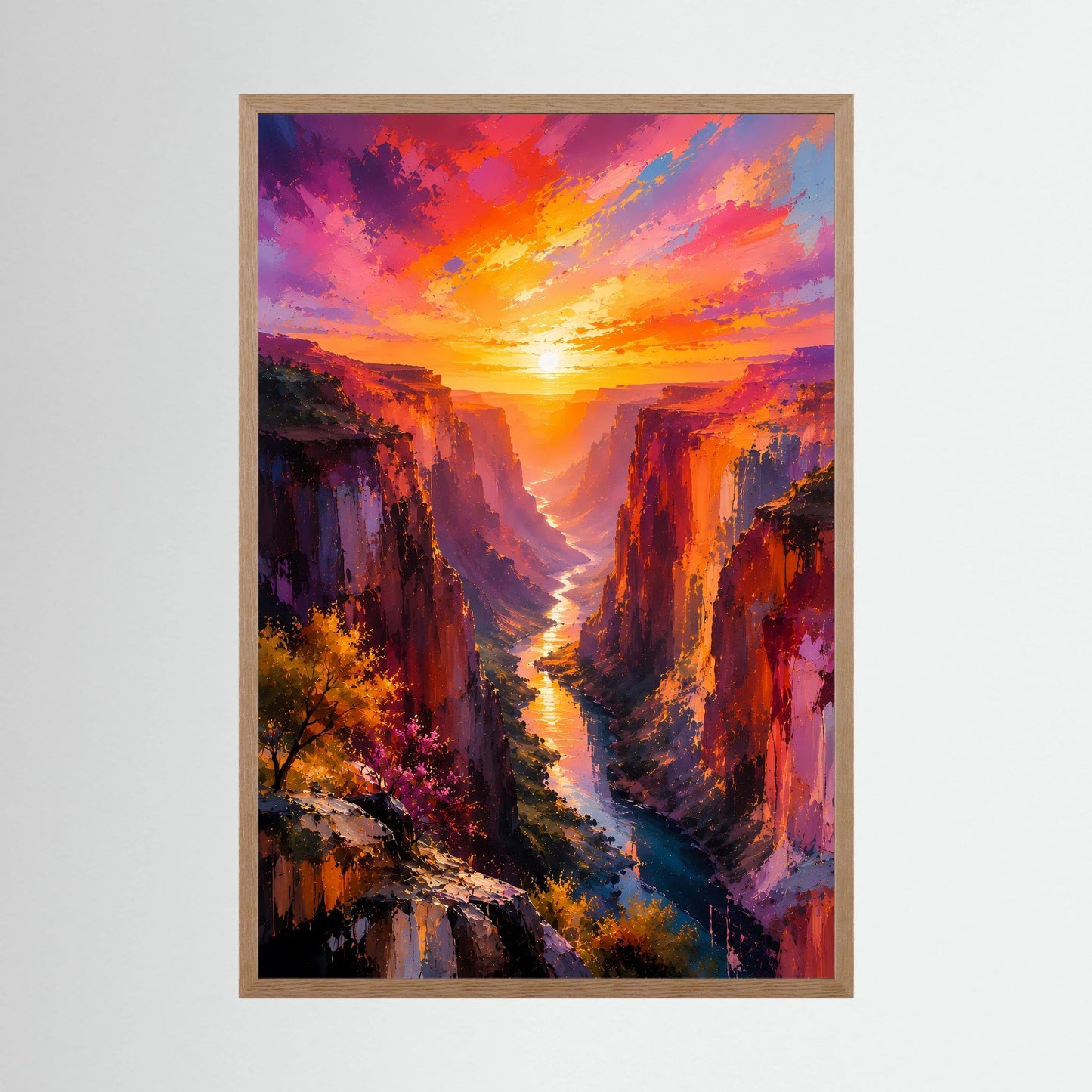 Leuchtender Canyon | Farbenfroher Sonnenuntergang über Schlucht | Poster Hochformat