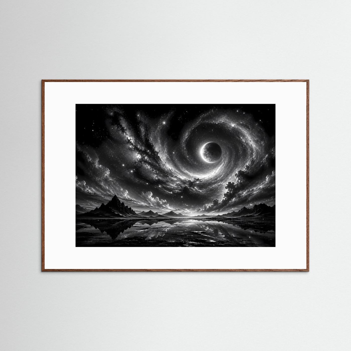 Schwarz Weiß Weltall Poster | Kosmisches Universum Wandbild | Abstrakte Galaxie Modern | Monochrome Wandkunst