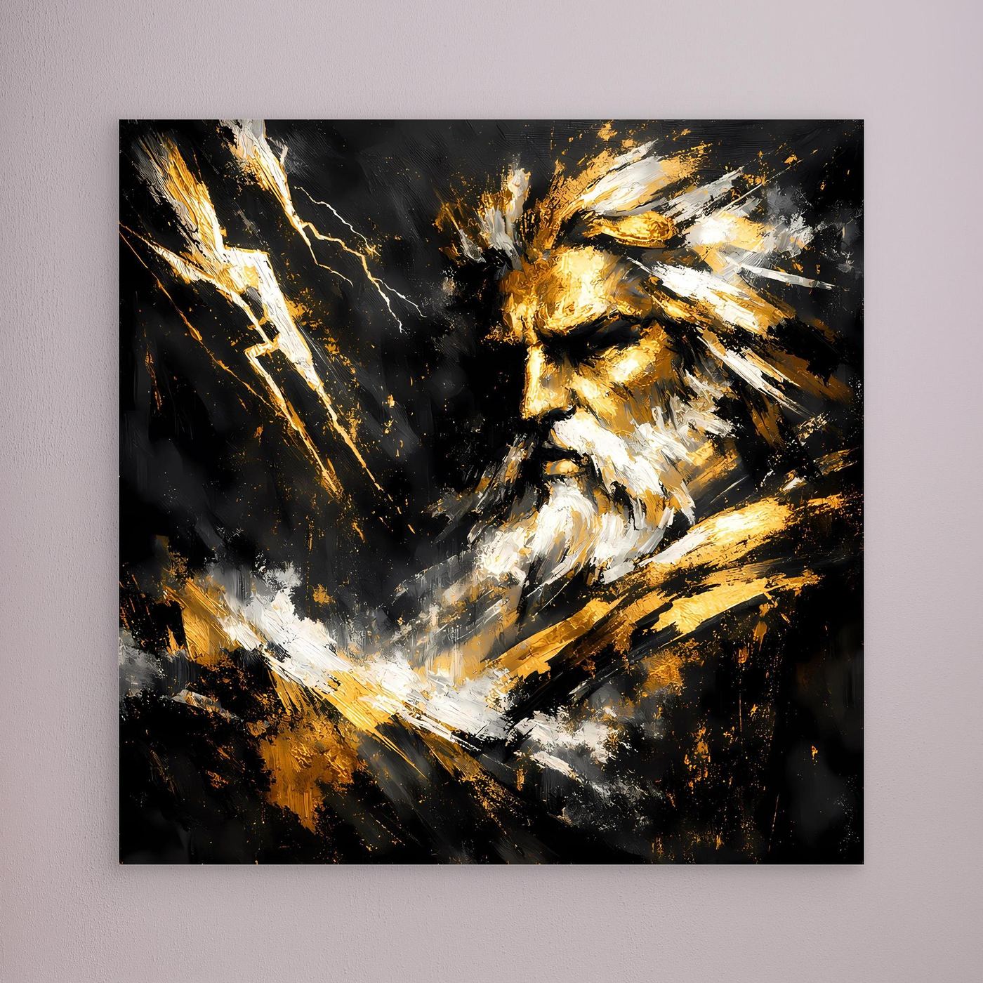 Leinwand Goldener Zeus Göttervater | Abstraktes Mythologie Wandbild Modern