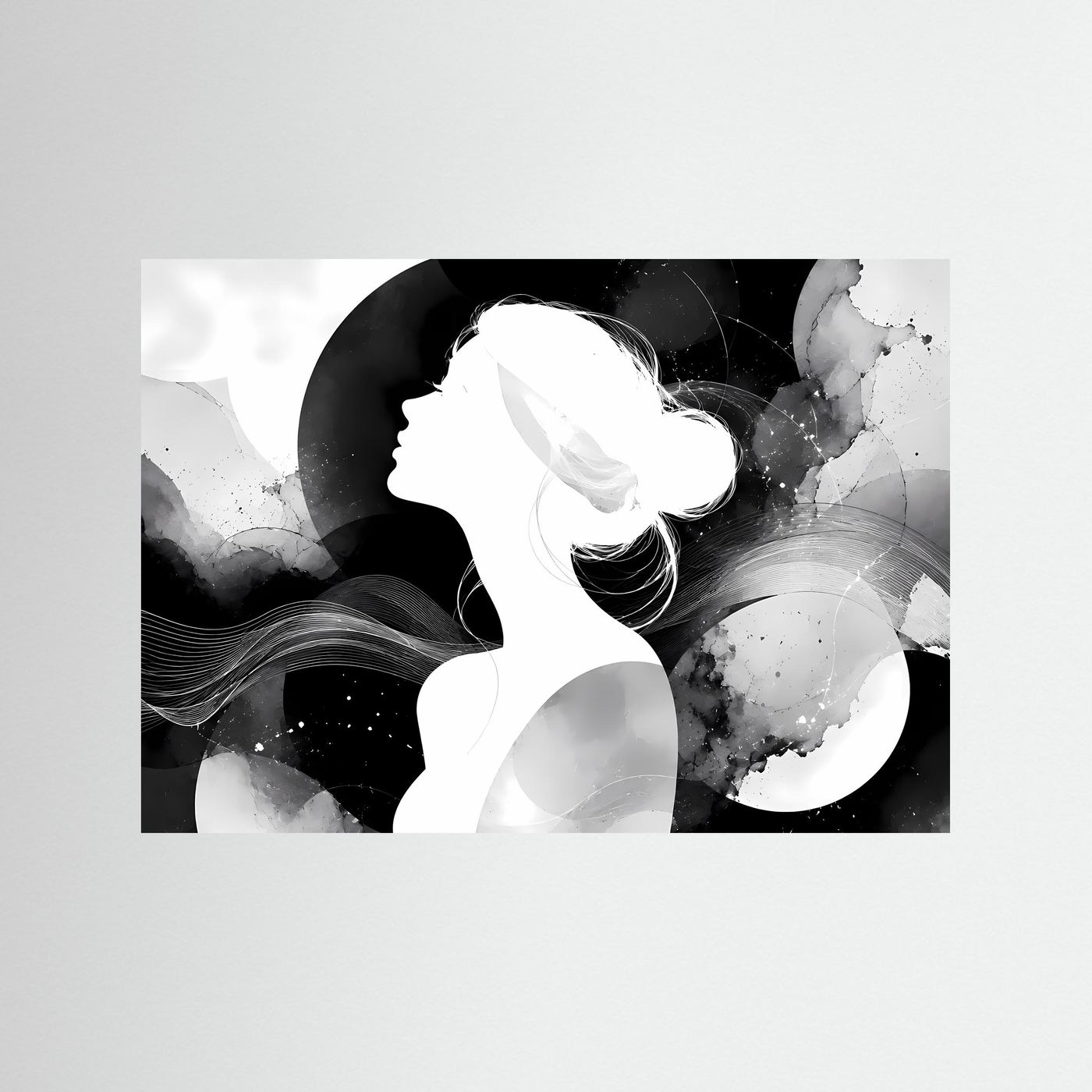 Abstrakte Frauen Silhouette Schwarz Weiß | Minimalistische Wandkunst | Modernes Line Art Poster | Elegante Monochrome Kunst | Zeitlose Leinwand