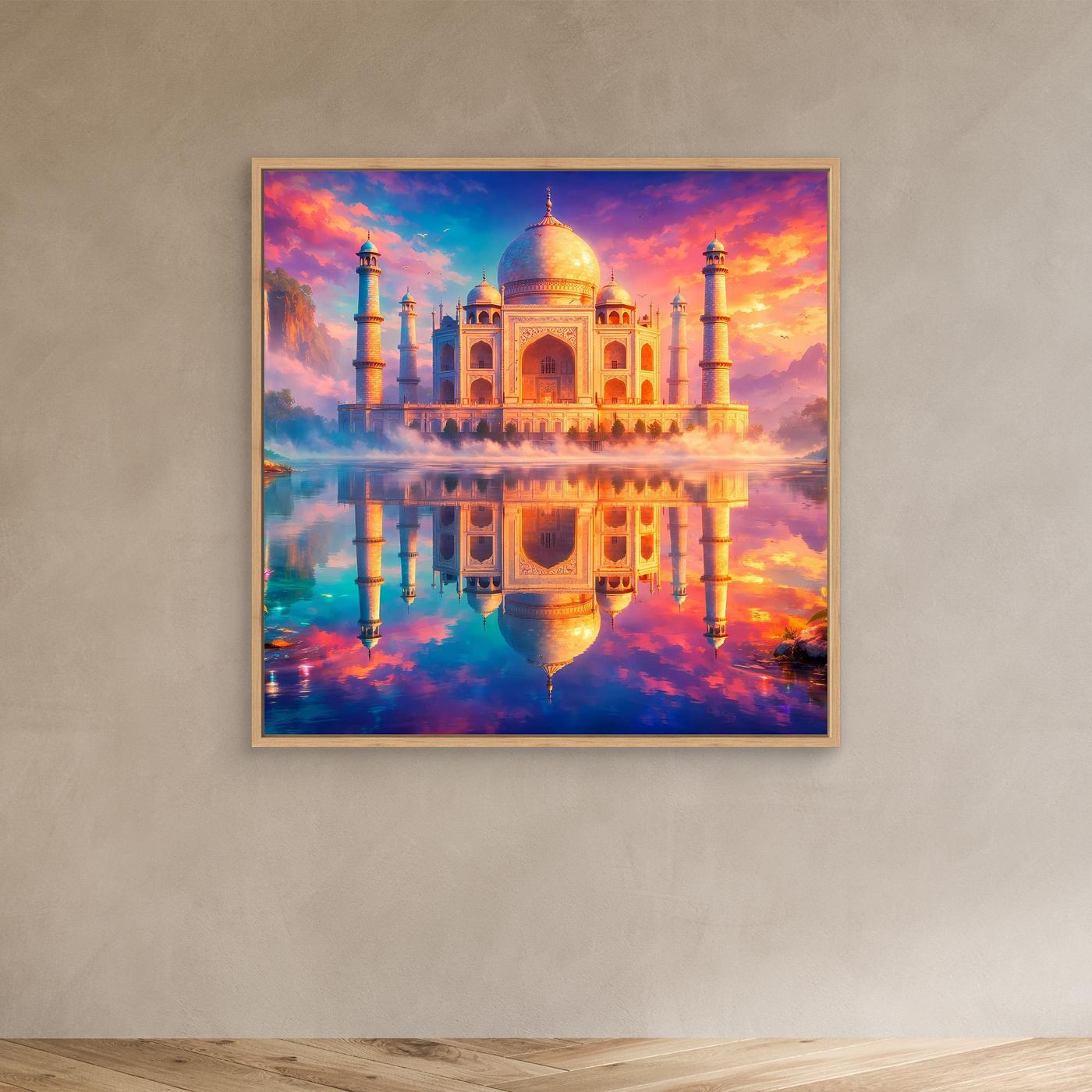 Leinwandbild Magisches Taj Mahal | Orientalisches Palast Wandbild auf echtem Holzkeilrahmen