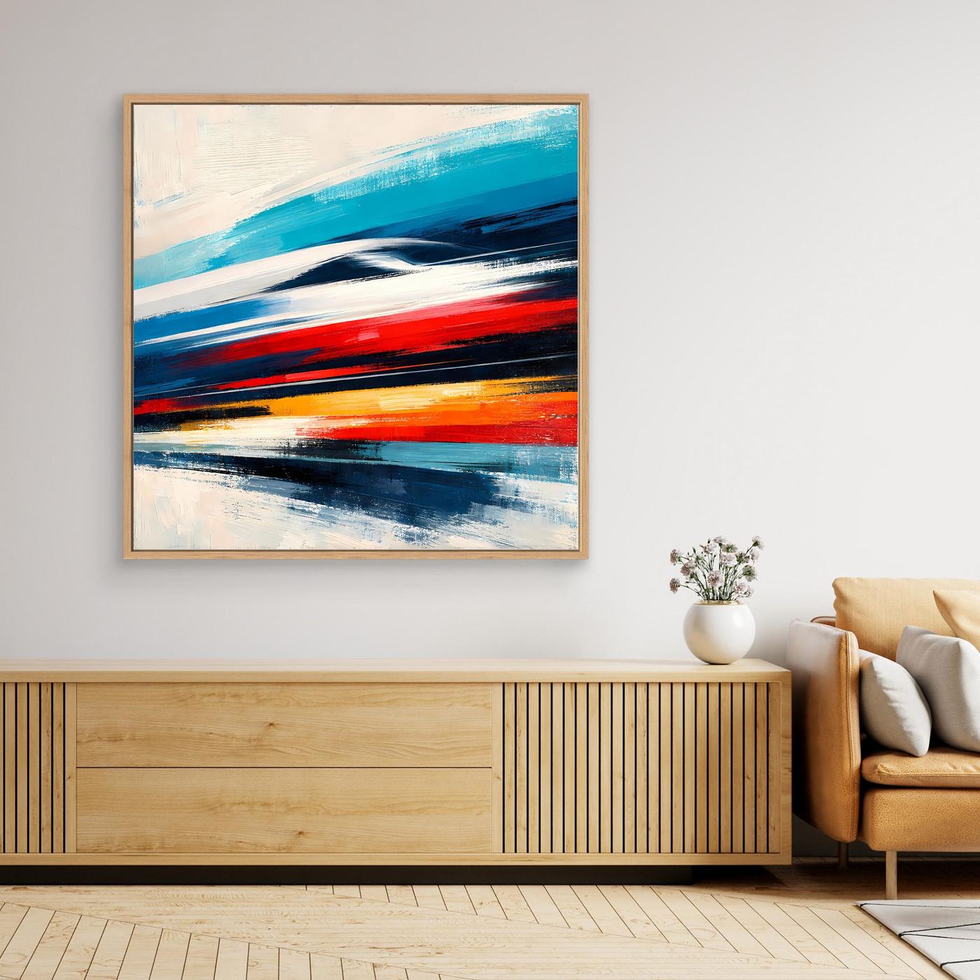 Leinwand Dynamischer Hochgeschwindigkeitszug | Abstraktes Wandbild auf echter Leinwand