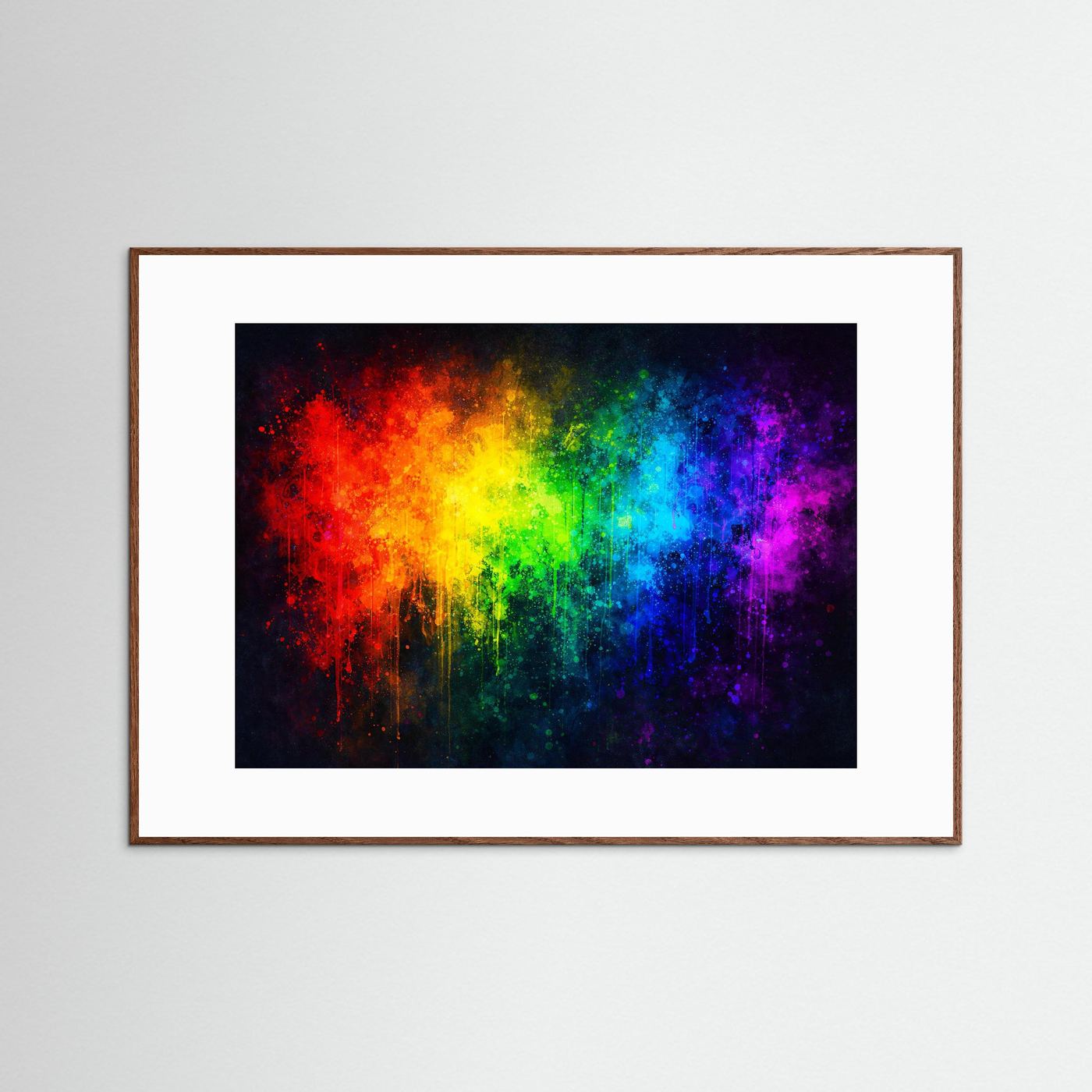 Abstrakte Regenbogen Farbexplosion | Buntes Modernes Wandbild & Kunst Poster Querformat