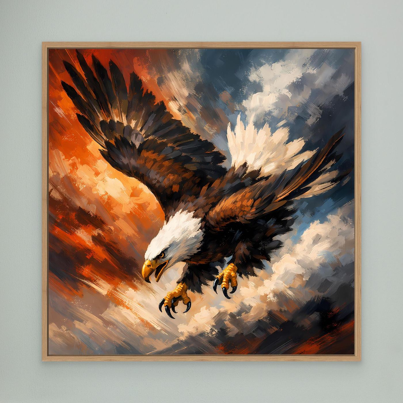 Leinwand Abstraktes Adler Gemälde | Modernes Kraftvolles Wandbild Fliegender Seeadler