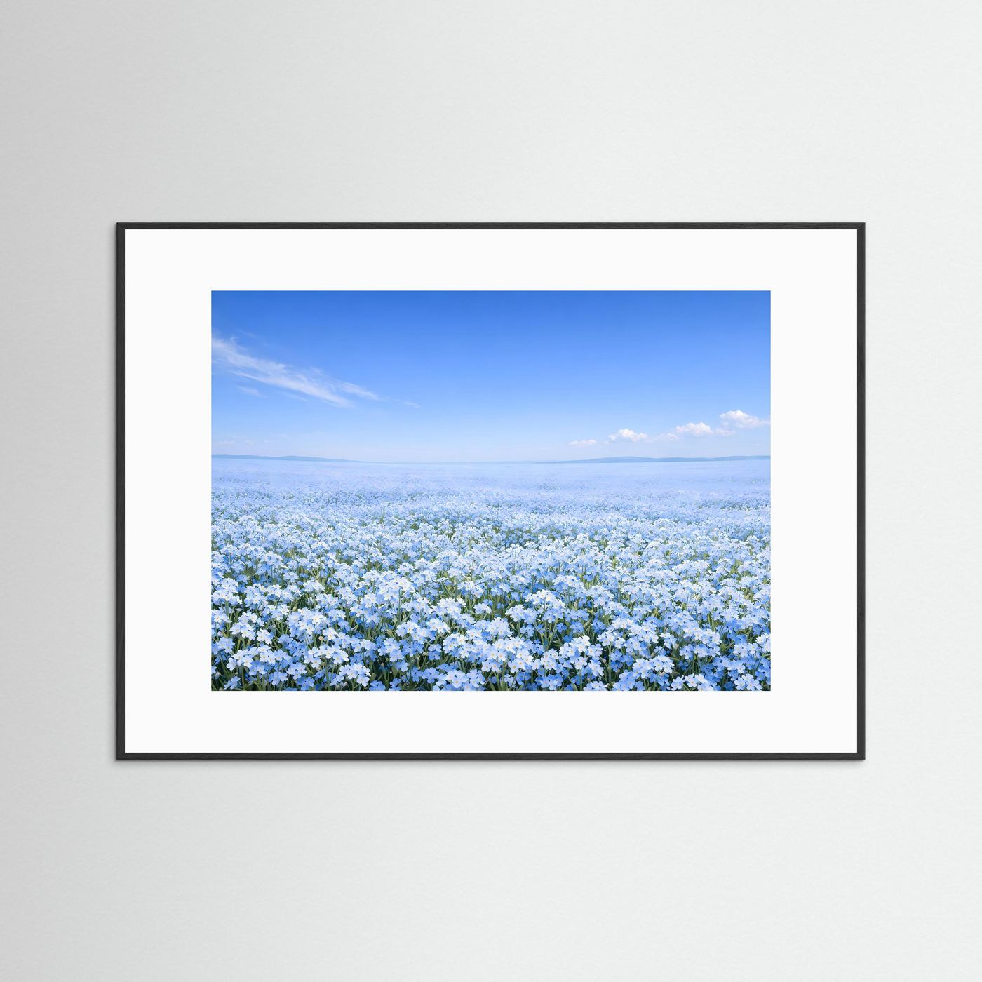 Endloses Vergissmeinnicht Blumenfeld | Blaues Blütenmeer Natur Poster Querformat