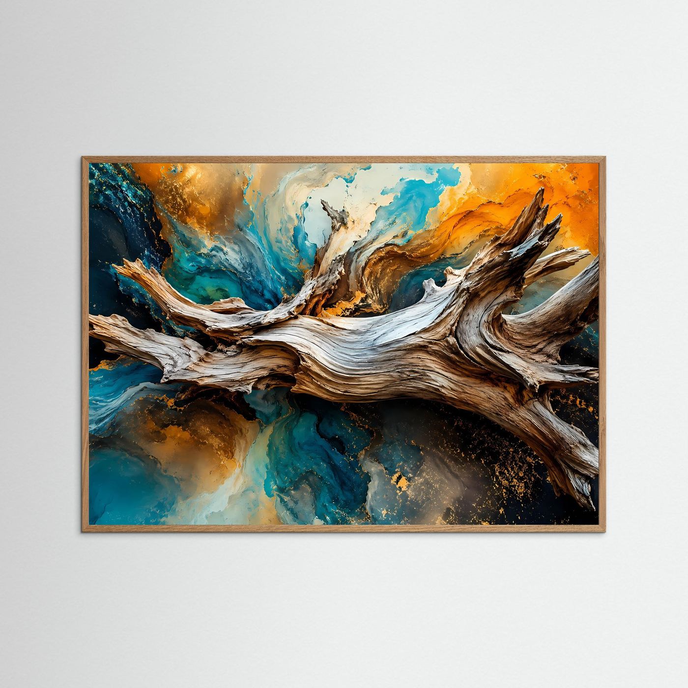 Urkräfte der Natur | Abstraktes Treibholz & Ozean Poster im Querformat