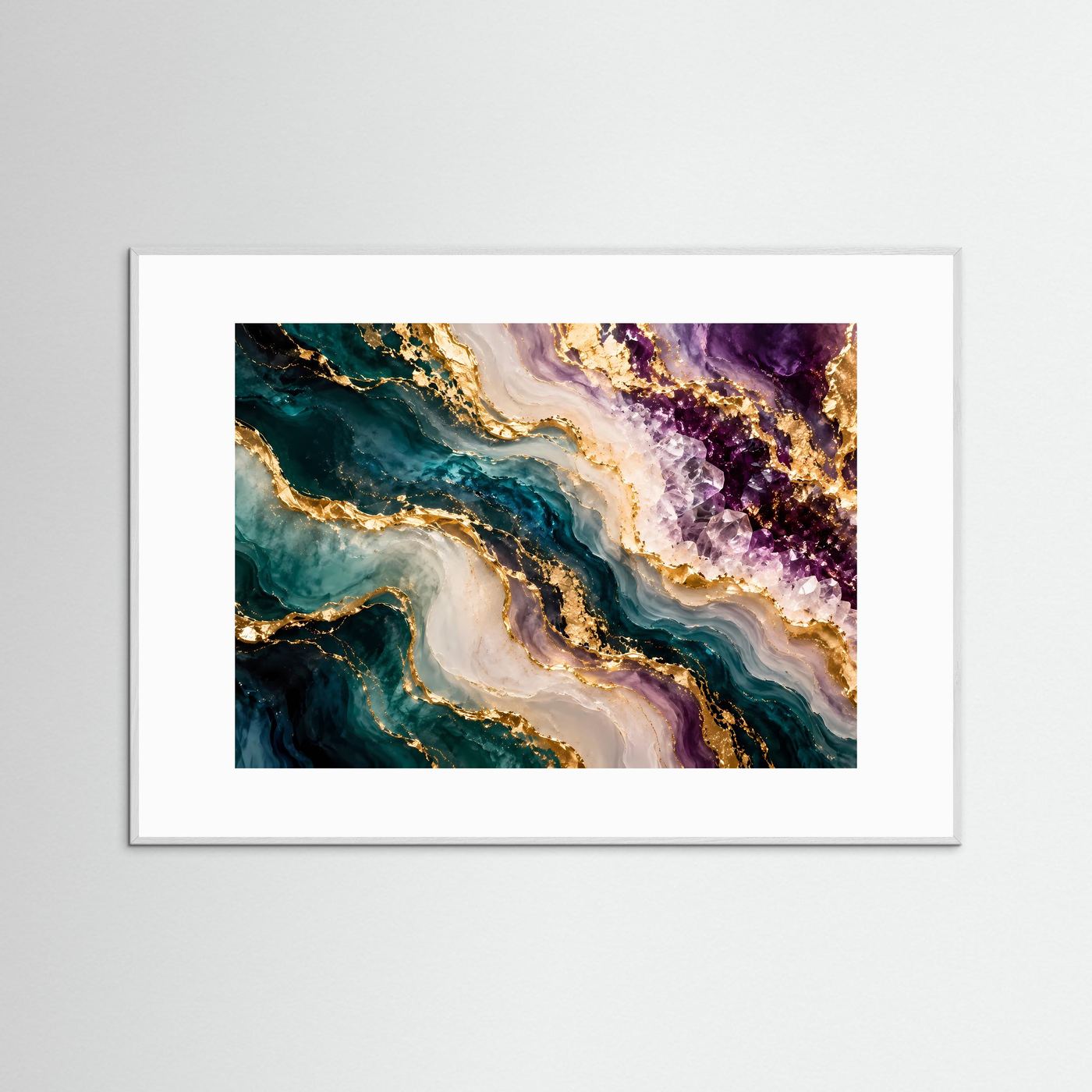Abstrakte Geode Poster | Edelstein Wandkunst Gold | Luxuriöse Marmor Kunst | Moderne Kristall Wanddekoration