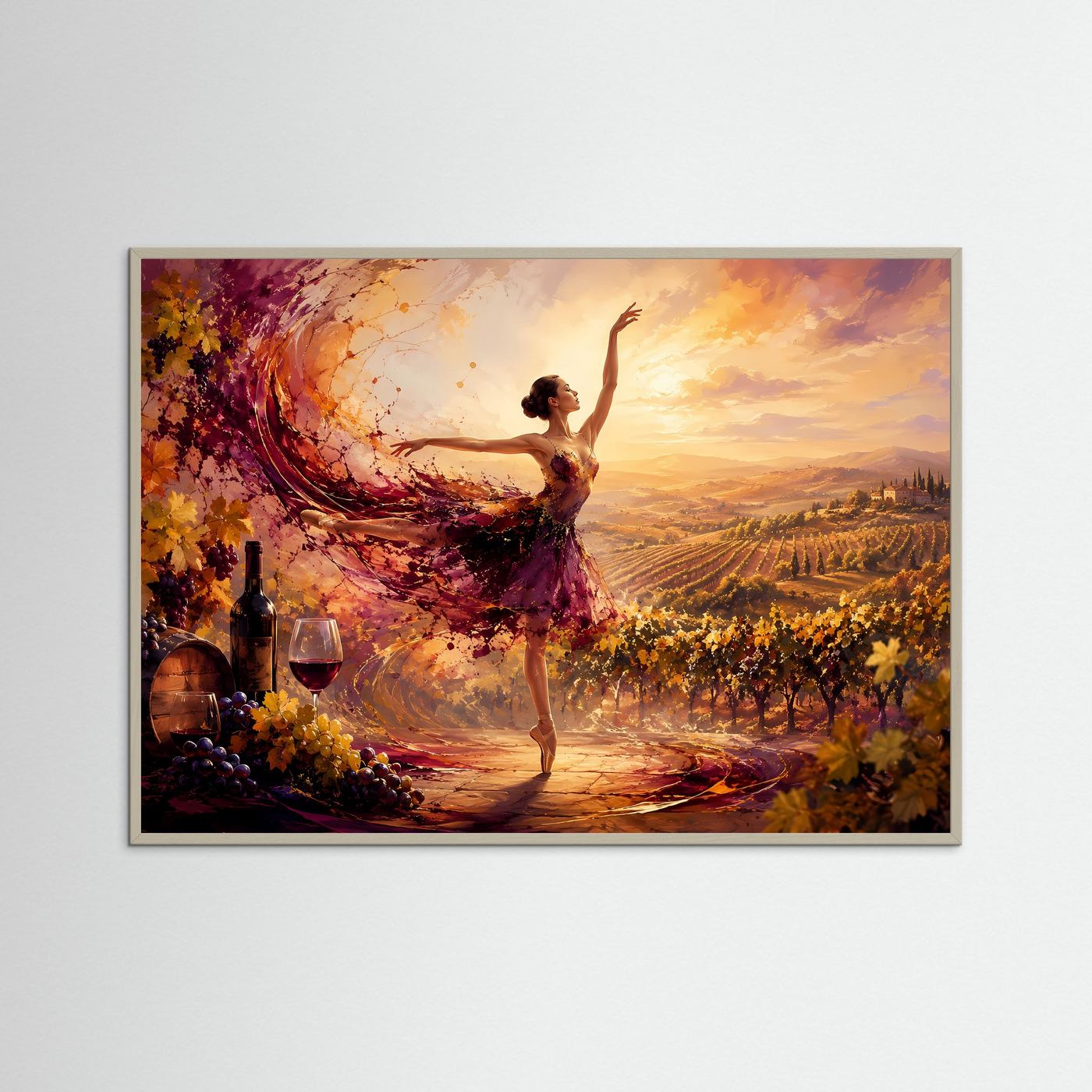 Ballerina im Weinberg | Elegantes Tanz Poster mit Toskana & Weinromantik