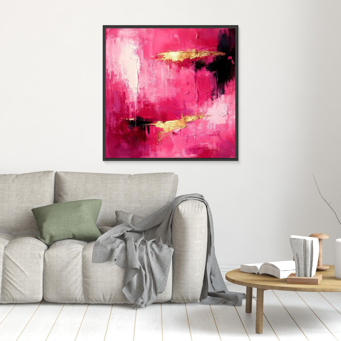 Leinwand Abstraktes Gemälde in Rosa und Gold | Modernes Elegantes Wandbild