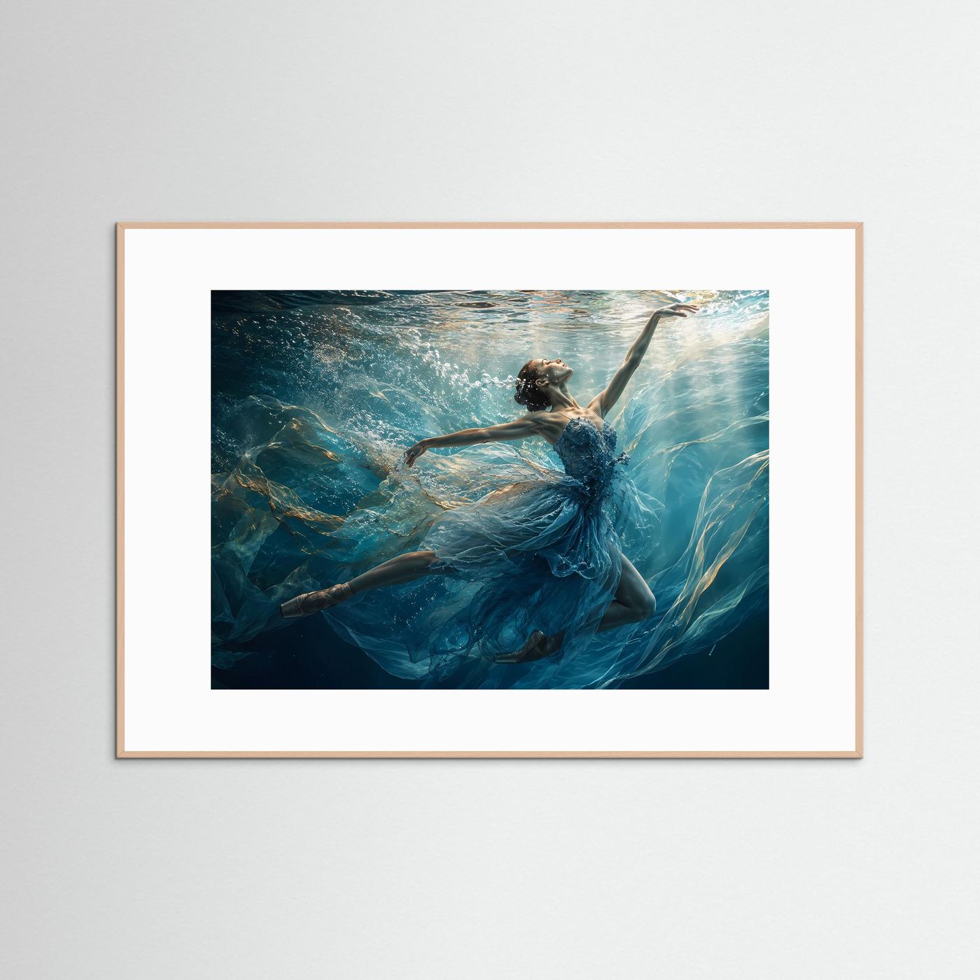 Ballerina Unterwasser Poster | Tänzerin im Ozean | Elegante Wasserkunst | Ballett Wandbild | Fine Art Print