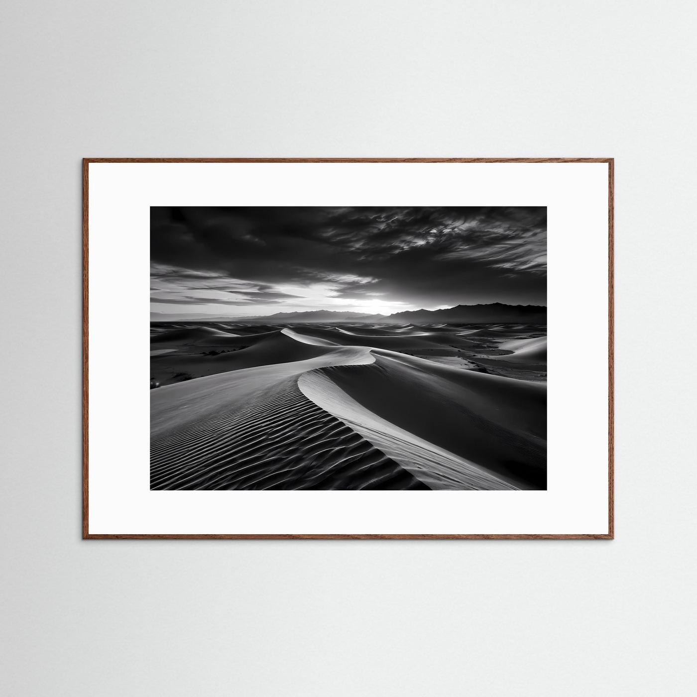 Wüsten Poster Schwarz Weiß | Minimalistische Dünen Landschaft | Moderne Fine Art Wandkunst | Monochromes Leinwandbild | Panorama Natur | Elegante Wanddeko