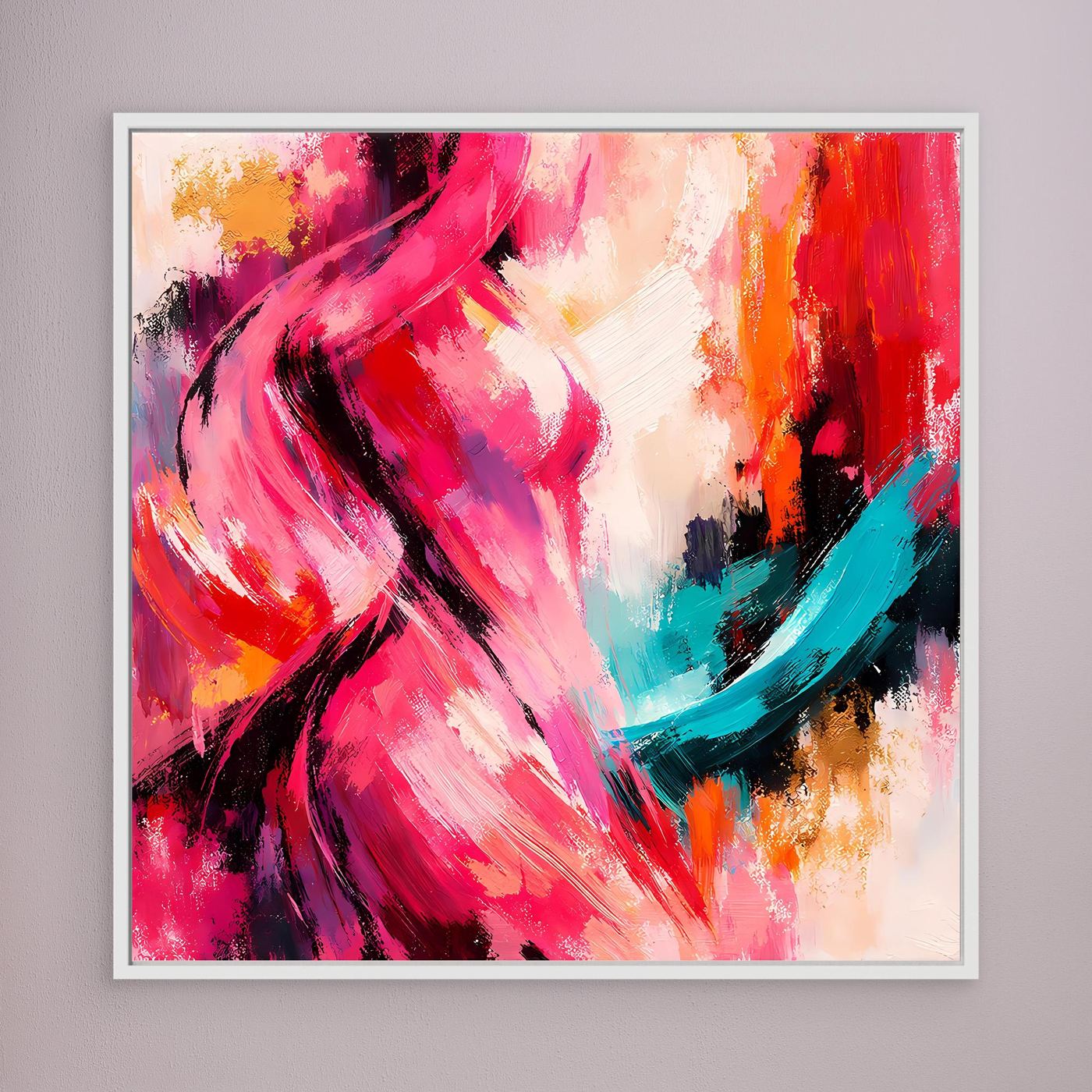 Leinwandbild Abstrakte Weibliche Silhouette | Elegantes Farbenfrohes Wandbild auf echtem Holzkeilrahmen